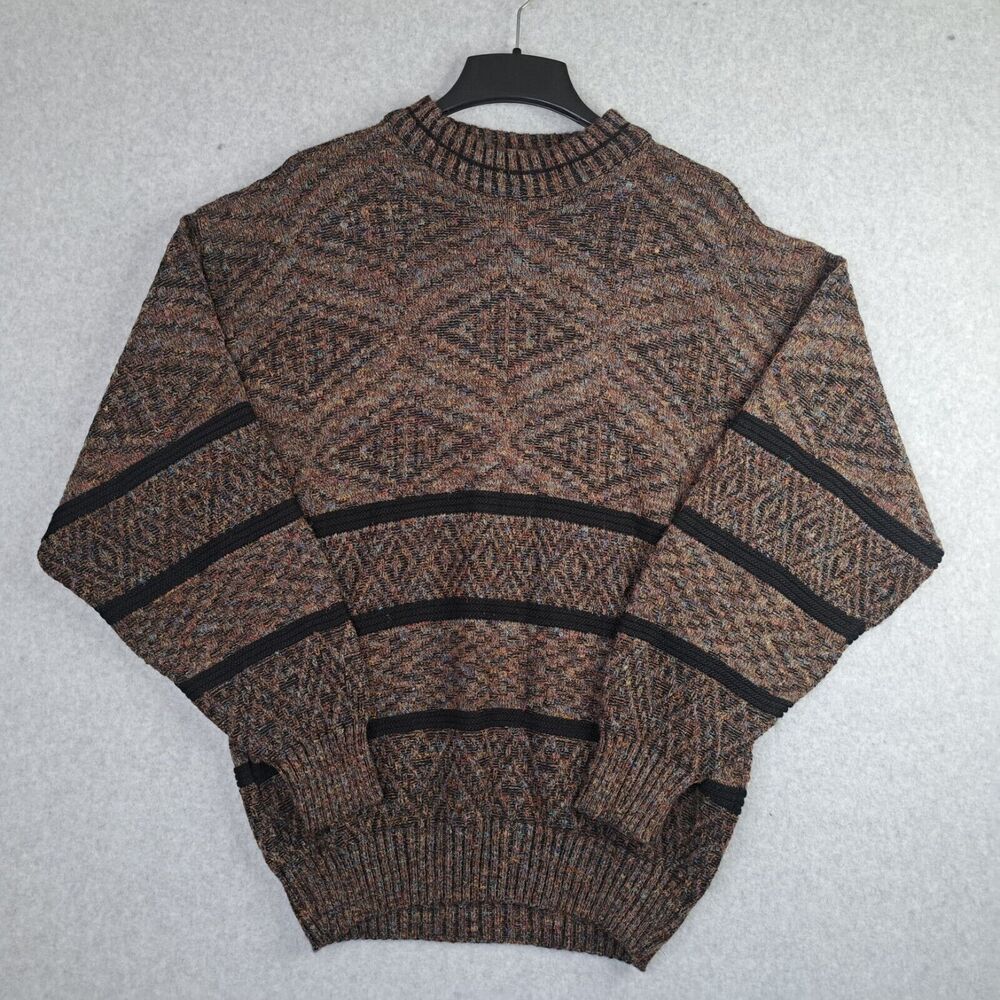 Kensington Mens Large Made in Italy Wool Blend Sweater Grandpa Academic Preppy